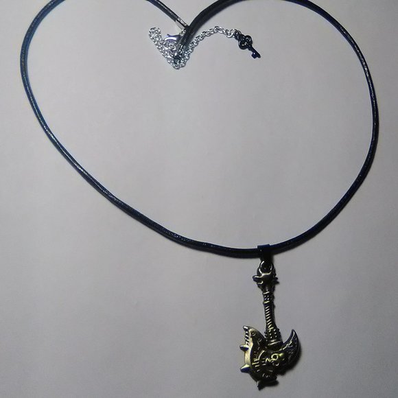 Gothic Biker Bronze Skull Axe Unisex 20" Leather Cord Choker/Necklace - Picture 4 of 10